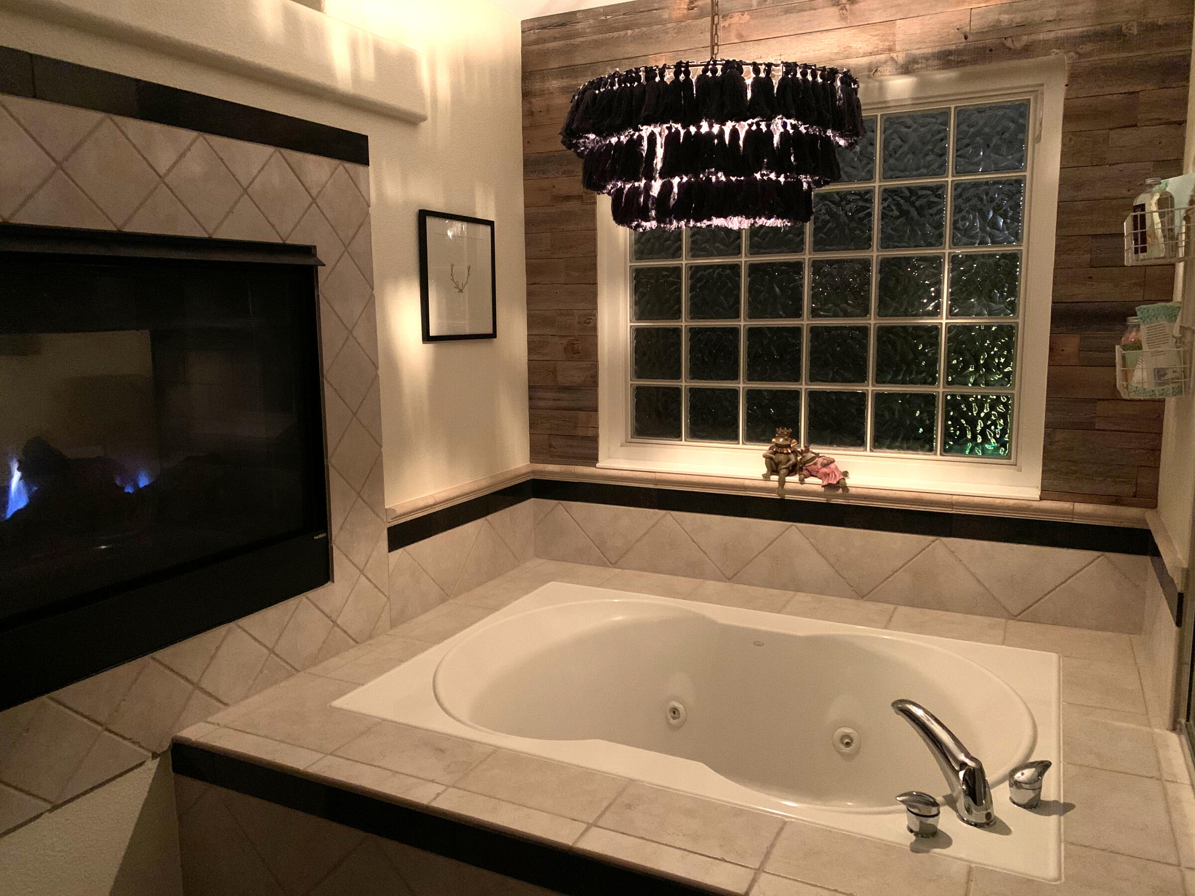 Primary Bath with Gas Fireplace and Jetted Tub